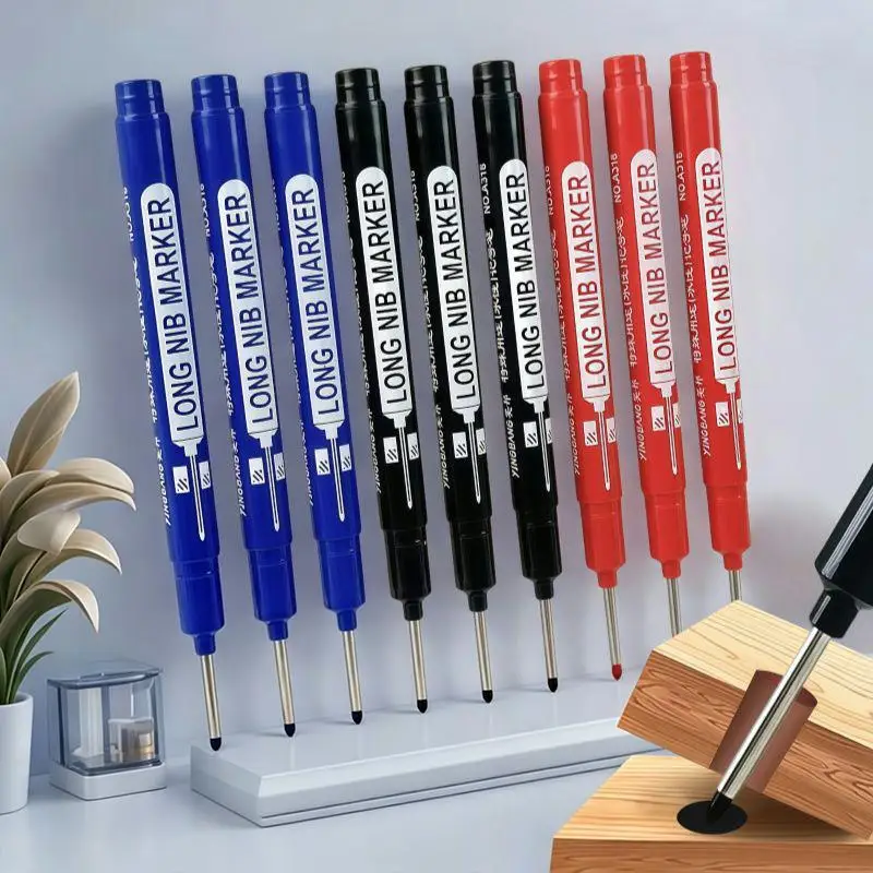 20mm 3‑Colors Deep Hole Long Nose Metal Marker Waterproof Multi‑Purpose for Bathroom Woodworking Decoration