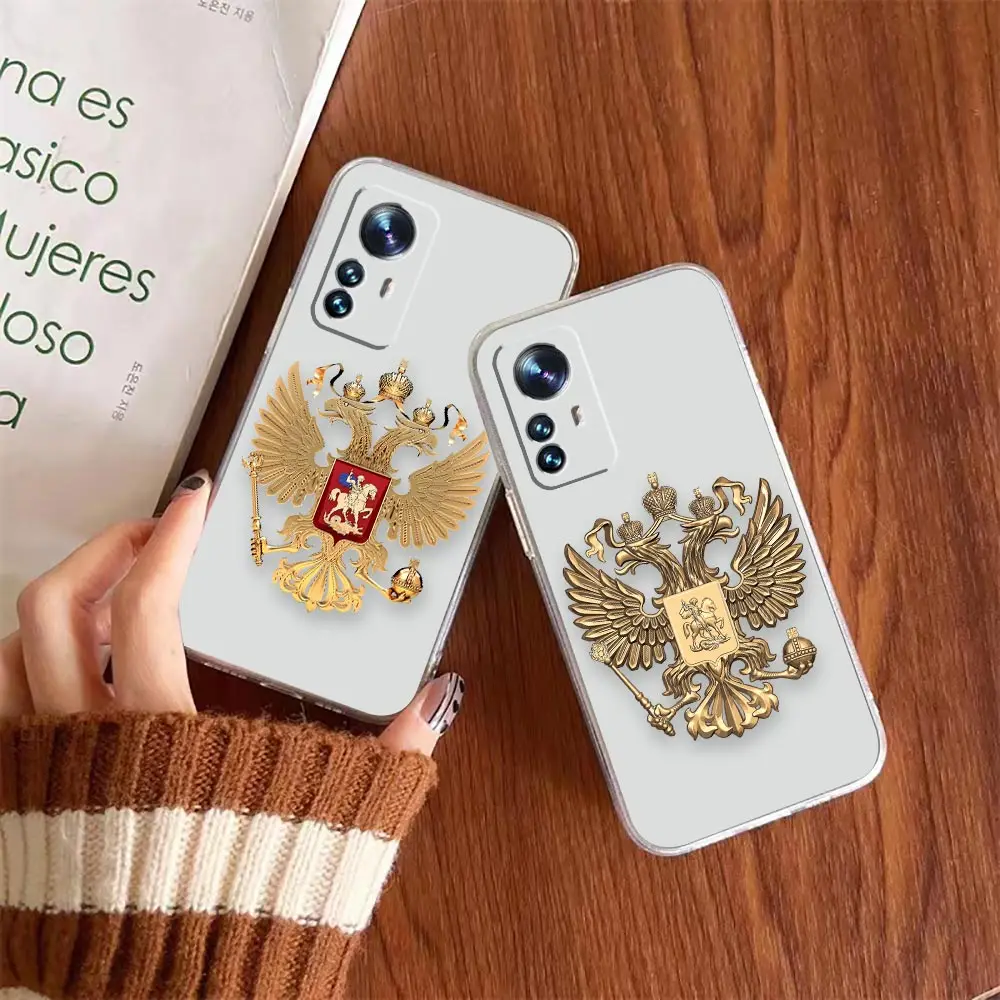 Clear Phone Case For Xiaomi 13 12 12X 11 11T 10 10S 9SE 9 8 6X 6 Soft Case Funda Coque Shell Fashion Russia Russian Flags Emblem