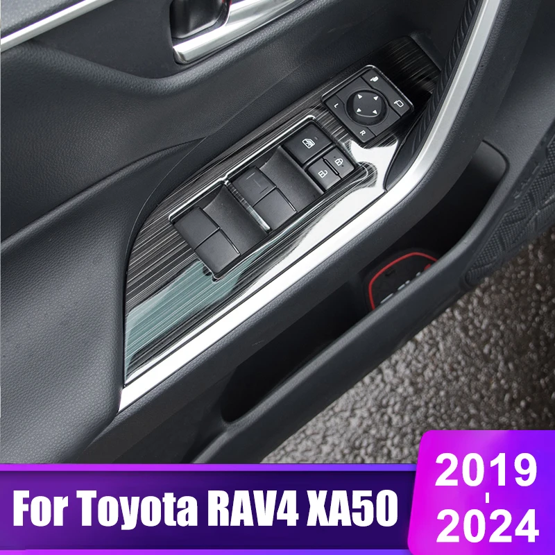 

For Toyota RAV4 XA50 2019 2020 2021 2022 2023 2024 RAV 4 Hybrid Car Window Glass Lift Switch Panel Button Trim Cover Accessories