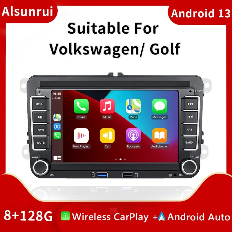 

7"USB 2 Din Android 13 Car Radio For Amarok Volkswagen Golf 56 Polo Passat B6 B7 CC T5 Skoda Jetta Multimedia GPS Screen Carplay