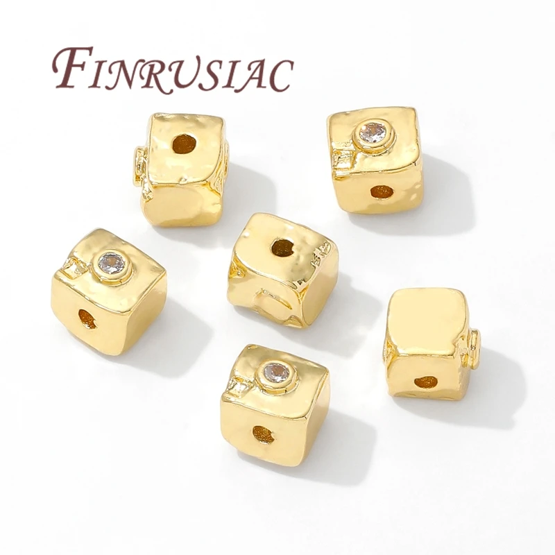 8 مللي متر مربع خزر عازل 18K مطلية بالذهب أساور الخرز ، فاصل للخرز ، قلادة مجوهرات اكسسوارات