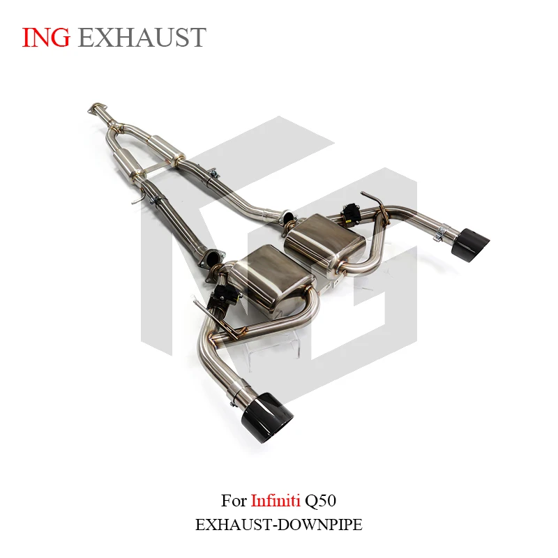 ING Valve Catback Exhaust SS304 Muffler for Infiniti Q50 3.7L Double Outlet Tips Electronic Remote Controler Drum Escape System