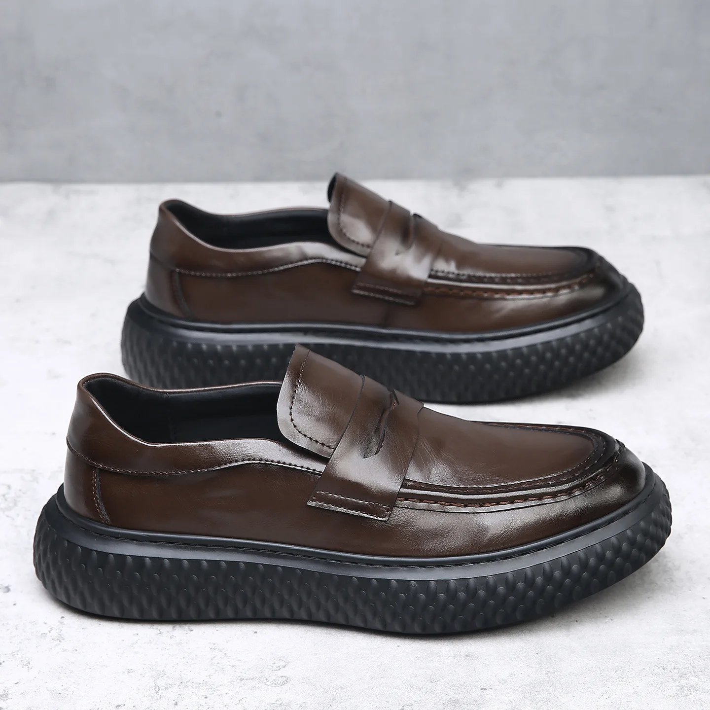 ربيع الخريف جديد مصمم الأعمال حذاء كاجوال للرجال موضة عادية جلد البقر حذاء الذكور النمط البريطاني منصة المتسكعون رجل #4