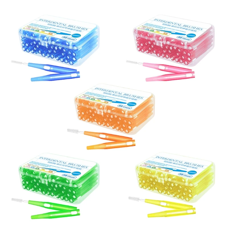 

60Pcs 0.6-1.5mm Interdental Brushes Care Tooth Push-pull Removes and Plaque Better Teeth Oral Hygiene Drop Shipping