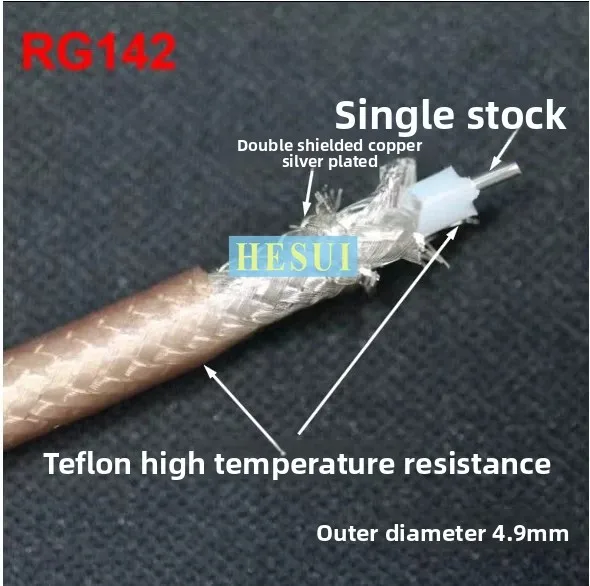 1meter High-temperature resistant shielded RF cable Choosable=RG142 Double shielded+RF1.37+RG400 silver-plated+RG178 single-core