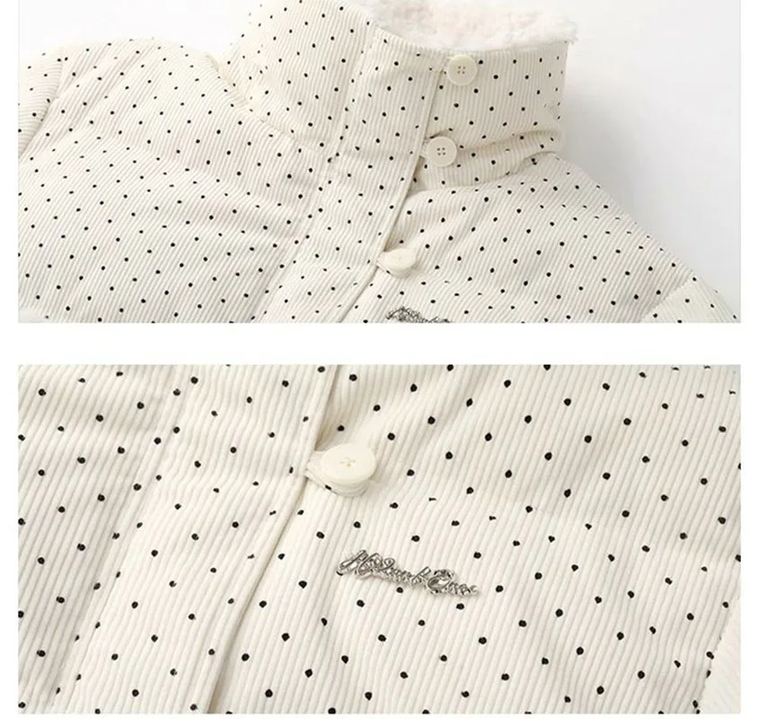 アメリカンレトロ韓国風水玉模様コットン冬用トップス、甘くて可愛い、ゆったりとした着痩せ効果のあるジャケット、2025年新作