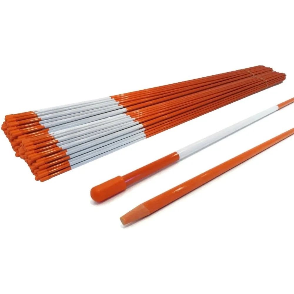 (Pack of 500 Driveway Markers, Snow Stakes, Plow Stakes, Orange Reflective Fiberglass, 5/16