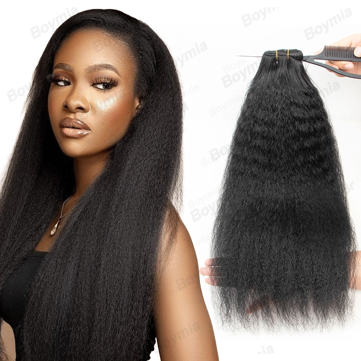 

Кудрявые прямые пучки человеческих волос Reamy Натуральные черные кудрявые пучки волос с двойным утком 26 дюймов 100 г/упак. Пучки густых волос