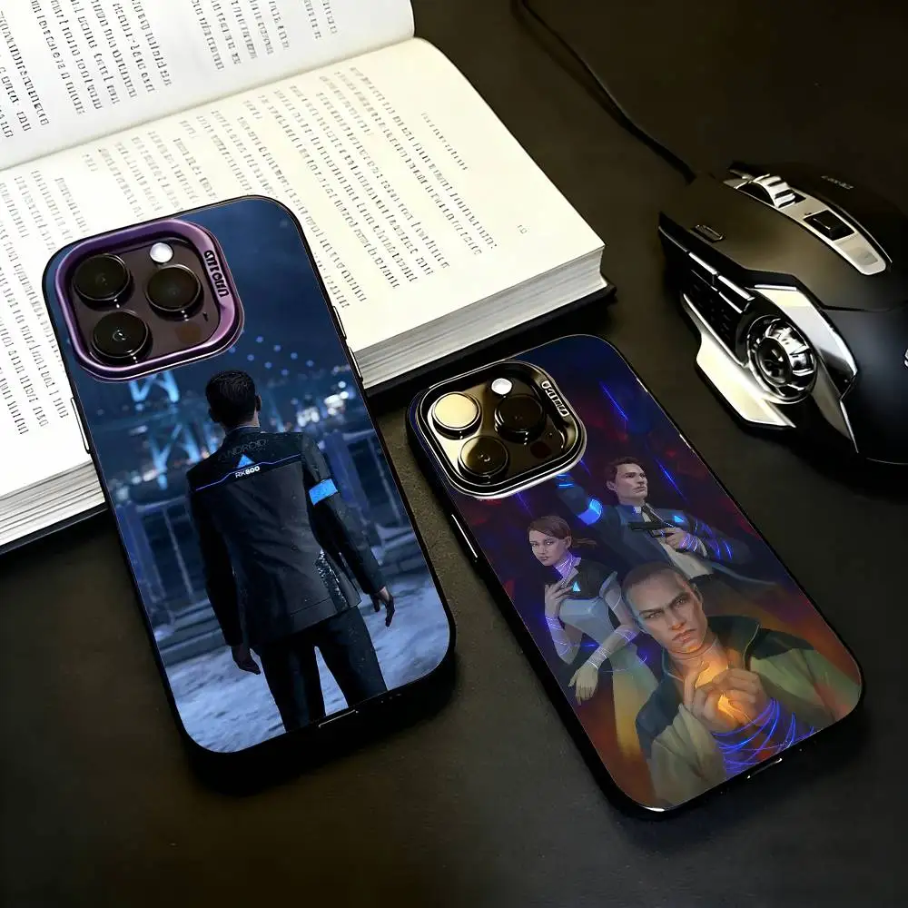 

D-Detroit Become-Human Phone Case For iPhone17,16,15,14,13,12,11 Plus,Pro Max Black Candy silver phone case