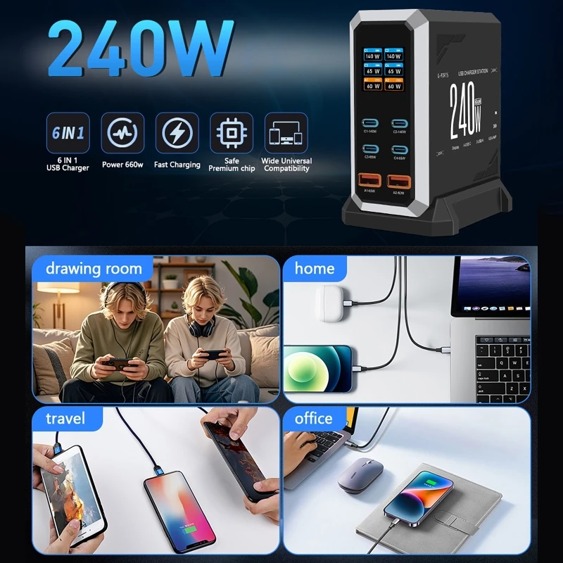 240w-gan-charger-pd31-fast-charging-6-ports-140w-usb-c-pps-desktop-station-for-macbook-pro-iphone-samsung-galaxy-laptop-tablet