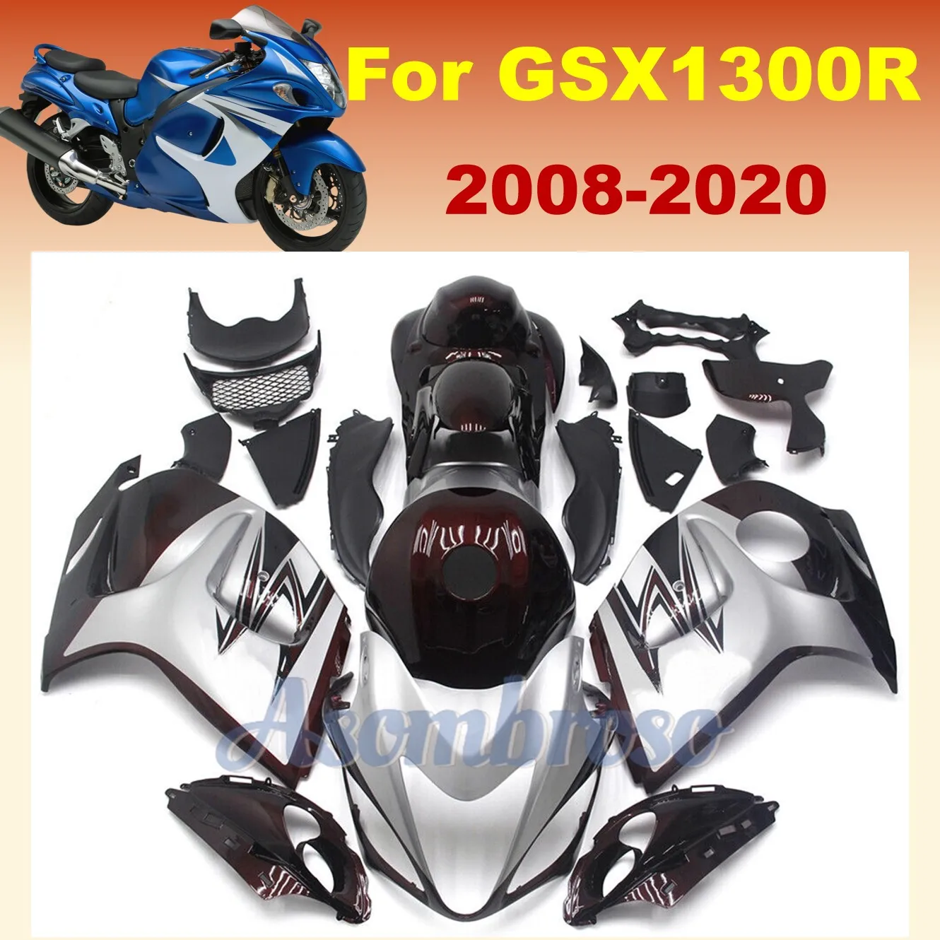 Fairings Kits for Suzuki GSX1300R 2008-2020 19 18 16 17 09 12 15 13 10 Hayabusa GSX-1300R Motorcycle Fairing Silvery Black