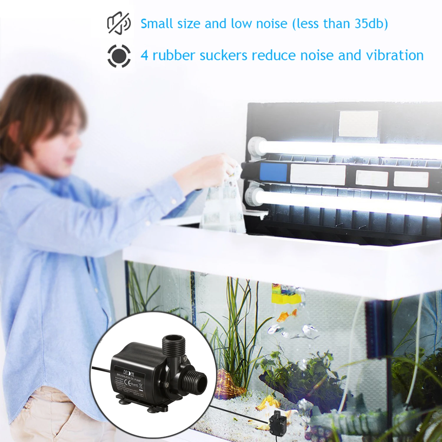 DC12V Submersible Fountain PUMP Aquarium Pond หมุนเวียน Ultra-Quiet USB Brushless ปั๊มน้ํา Micro น้ําปั๊มน้ํามันกันน้ํา