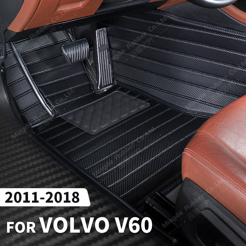 

Custom Carbon Fibre style Floor Mats For VOLVO V60 2011-2018 12 13 14 15 16 17 Foot Carpet Cover Automobile Interior Accessories