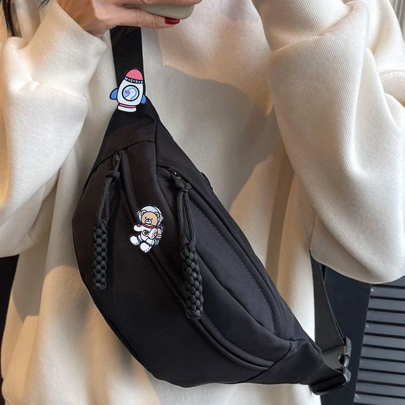 Women Waist Pack Large Capacity Nylon Fanny Pack Street Style Chest Bag Fashion Shoulder Crossbody Bags Casual Waist Belt Bag image 4
