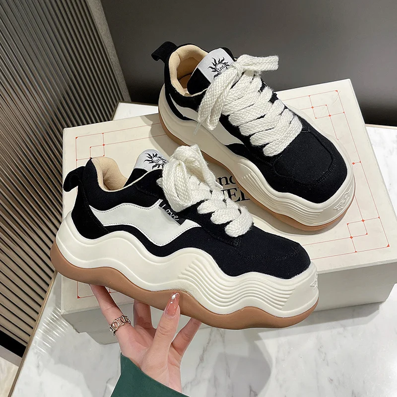 Casual Sneakers Fashion Genuine Leather Mixed Color Platform Sneakers 2022 Spring Autumn Shoes for Women Breathable Sports Shoes