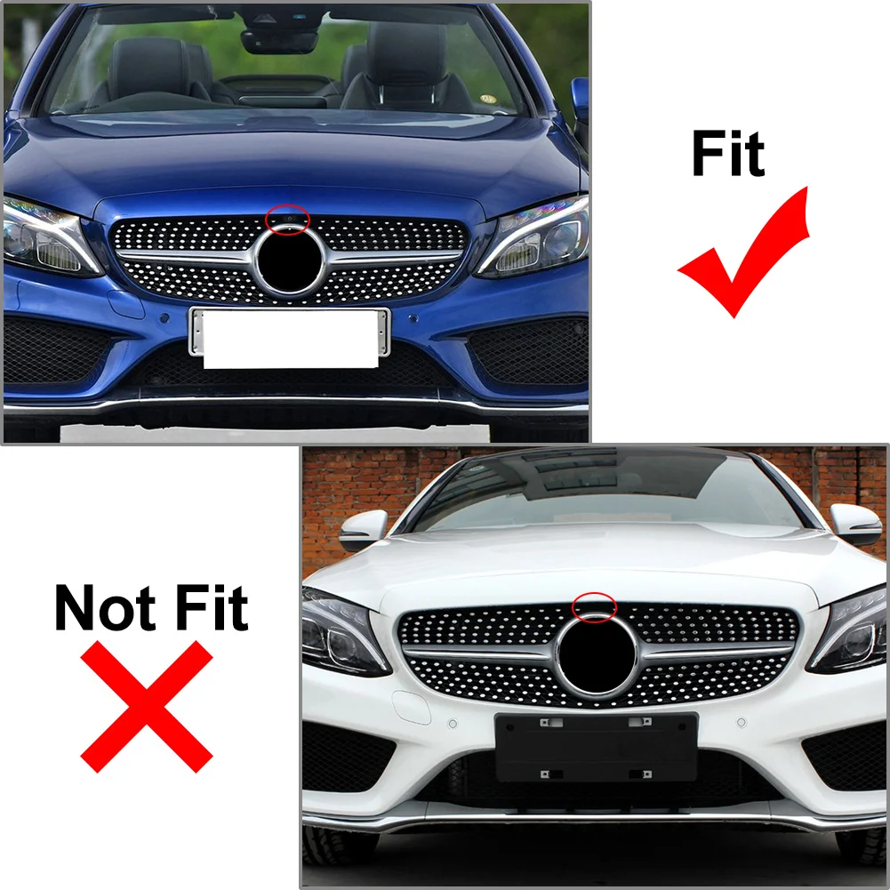 Car Front Bumper Hood Radiator Diamond Grille For Mercedes Benz C Class W205 C200 C300 C350 C43  2015 2016 2017 2018