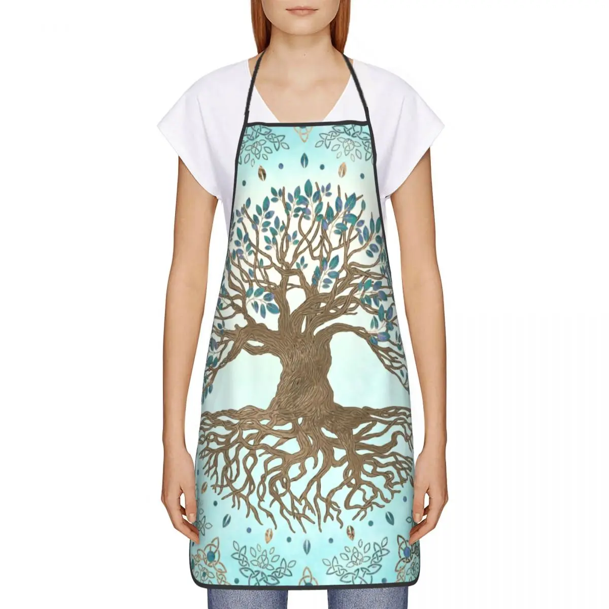 Tree Of Life Yggdrasil Gentle Blue Apron for Women Men Unisex Bib Vikings Kitchen Cooking Tablier Cuisine Chef Baking