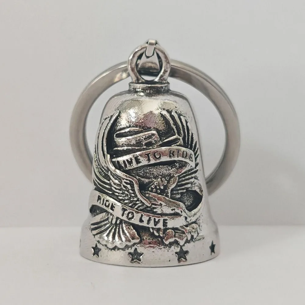 Live to Ride Motorcycle Guardian Bell Pendant Small Size Evil Spirit Trap Bell Lightweight Punk Style Biker Good Luck Charm Men