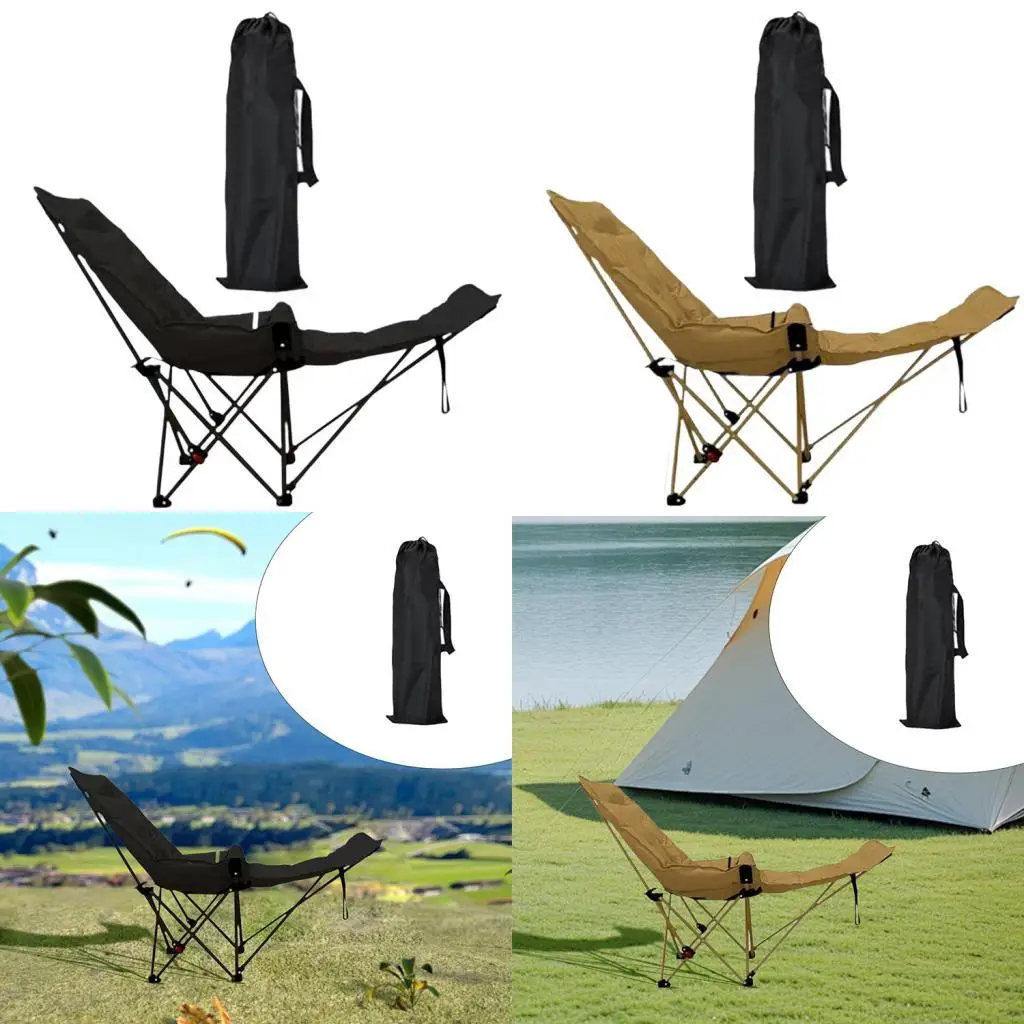 

Reclining Camping Chair with Removable Foot Rest with Carry Bag Lounge Chair Portable for Lawn Sunbathing Patio Traveling Picnic