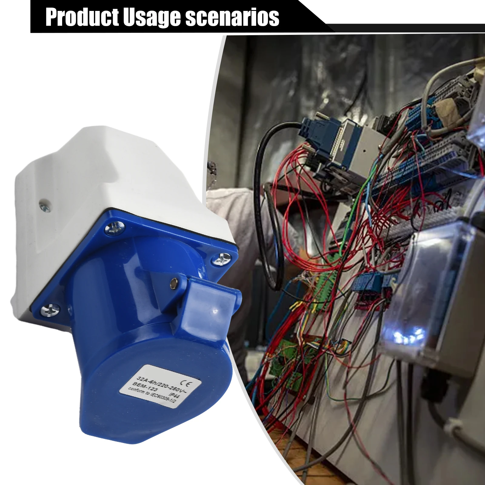 32A 3P IP44 Industrial Connector 220-250V with Moisture Proof Design for Airports and Industrial Power Connections