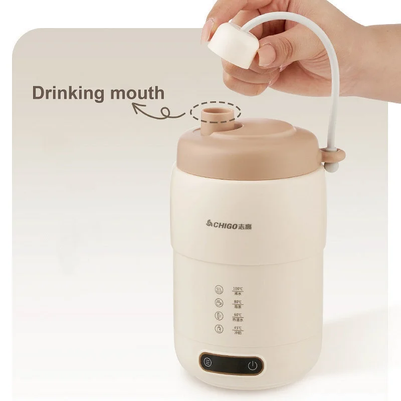 Hervidor de agua eléctrico portátil para viaje, termo automático de 220 ml con control de temperatura, taza de estofado para la salud de la Oficina y el hogar, 500 V