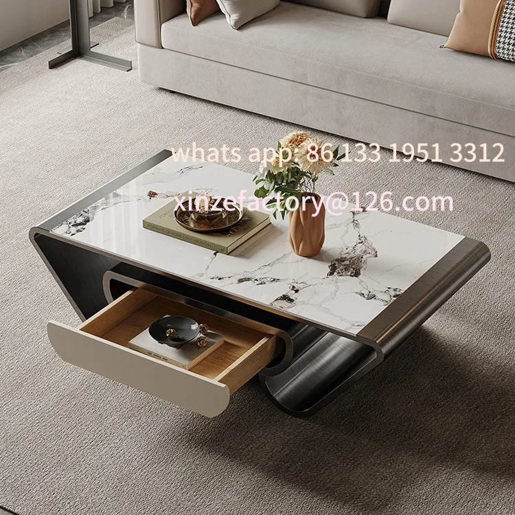 

Customizable small apartment Italian modern stainless steel creative guest tea table TV cabinet household table