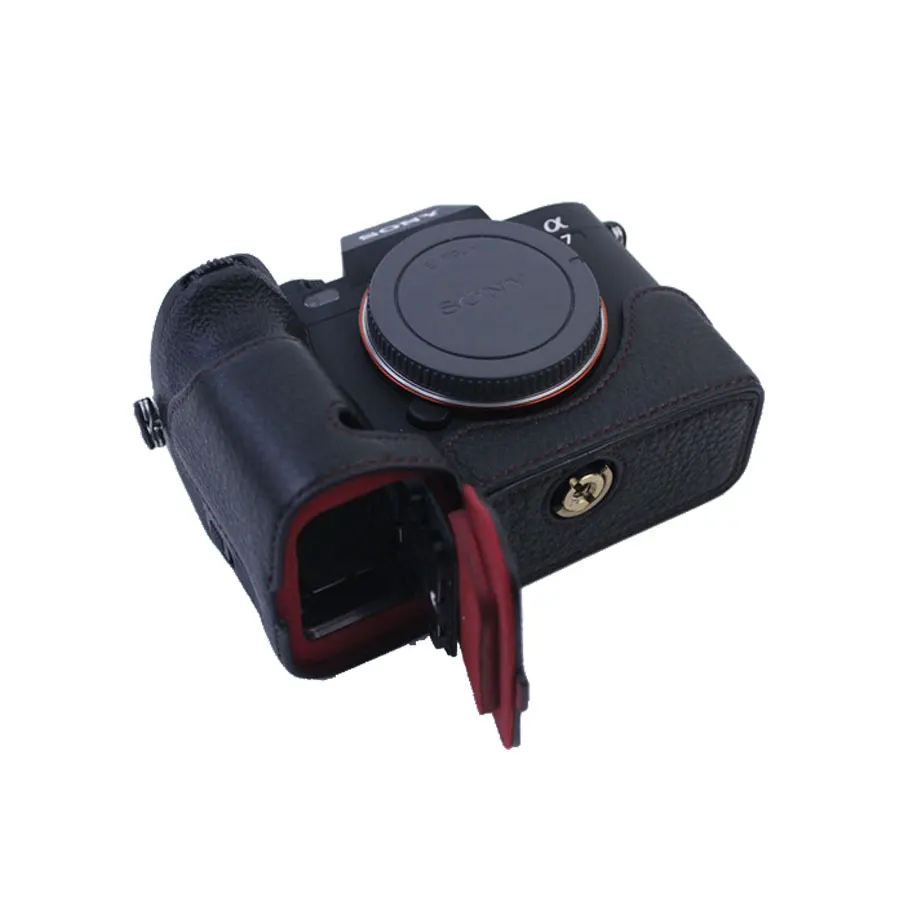 Сумка для камеры из искусственной кожи, чехол с половиной основания для Sony A7IV A7S3 A1 A7M4 A7R5, защитная пленка из натуральной кожи