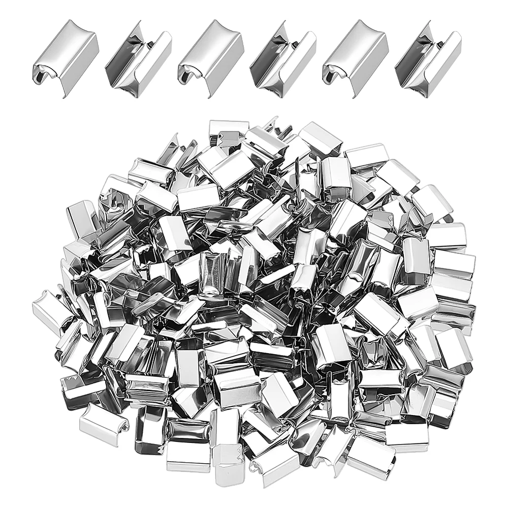 210Pcs End Fasteners Crimp Iron Cord Ends Rectangle Folding Crimp Ends 11x7mm Leather Rope Clips End Clamps for Bracelet