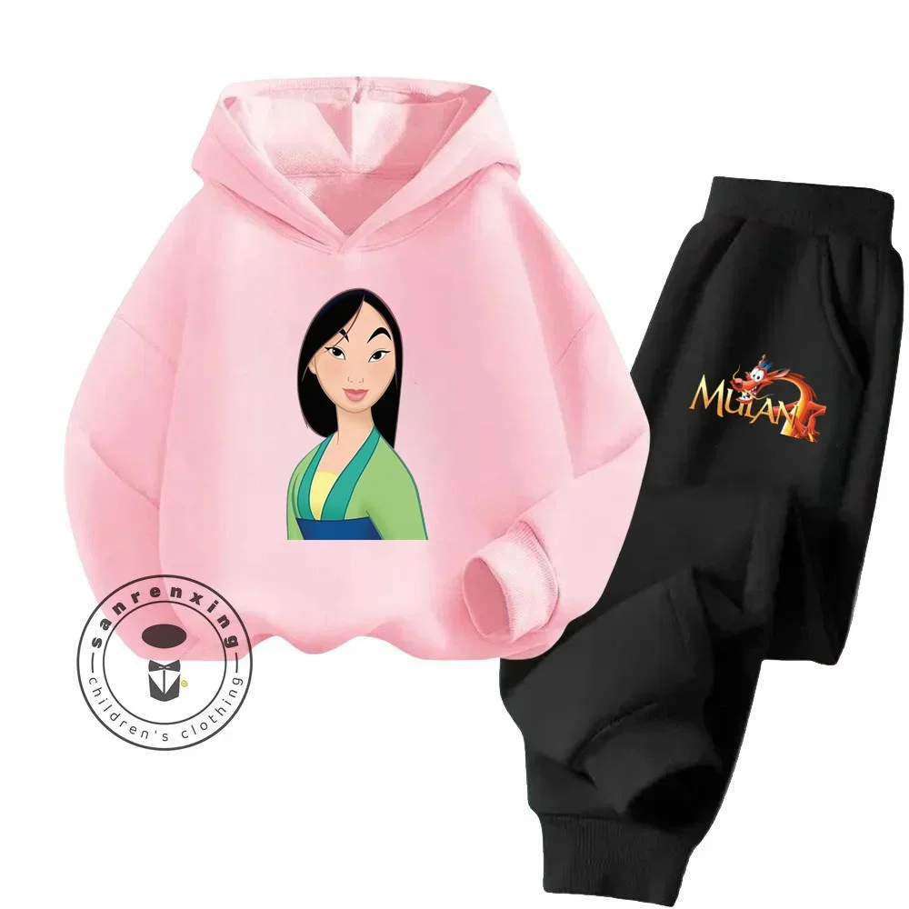 2024 Mulan Cartoon New Hoodie Set Anti Bacterial High Quality Skin Friendly Pure Cotton Fabric Design Hoodie Set for Children