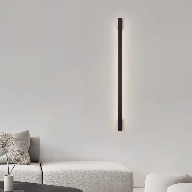 Italian Creative Copper LED Living Room Background Wall Light Villa Hotel Staircase Interior LED Linear Strip Wall Light