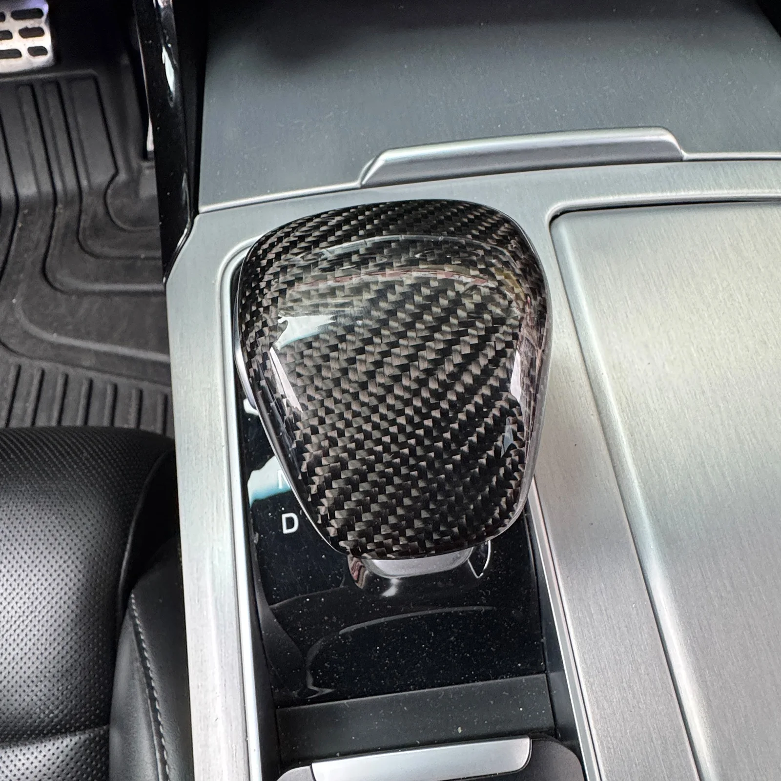 Real Carbon Fiber Car Knob Protector Auto Shift Gear Cover Trim For Kia Stinger 2018  2019 2020 2021 2022