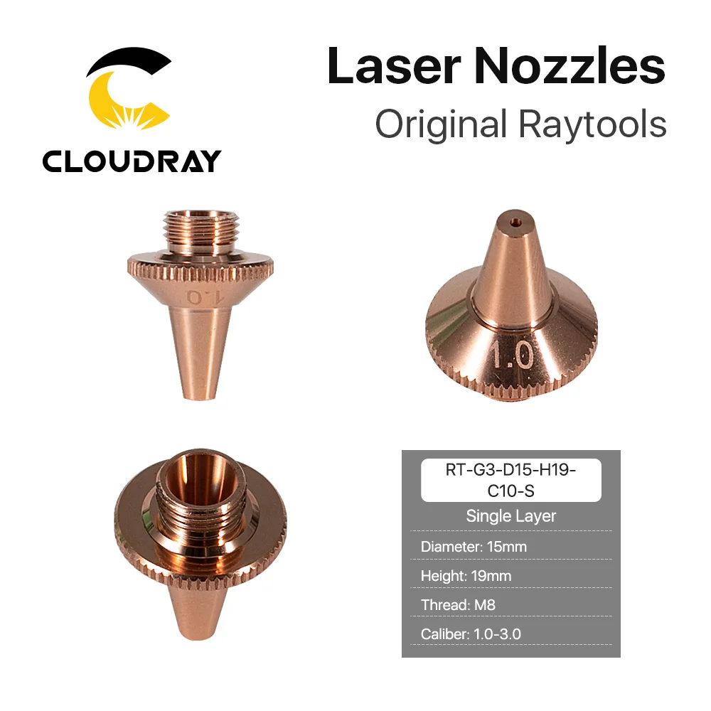 Cloudray 3D Laser Nozzle M8 Dia.15mm Height 19mm Raytools 3D Cutting Nozzle Single & Double Layer For Raytools 3D BT240S BM109