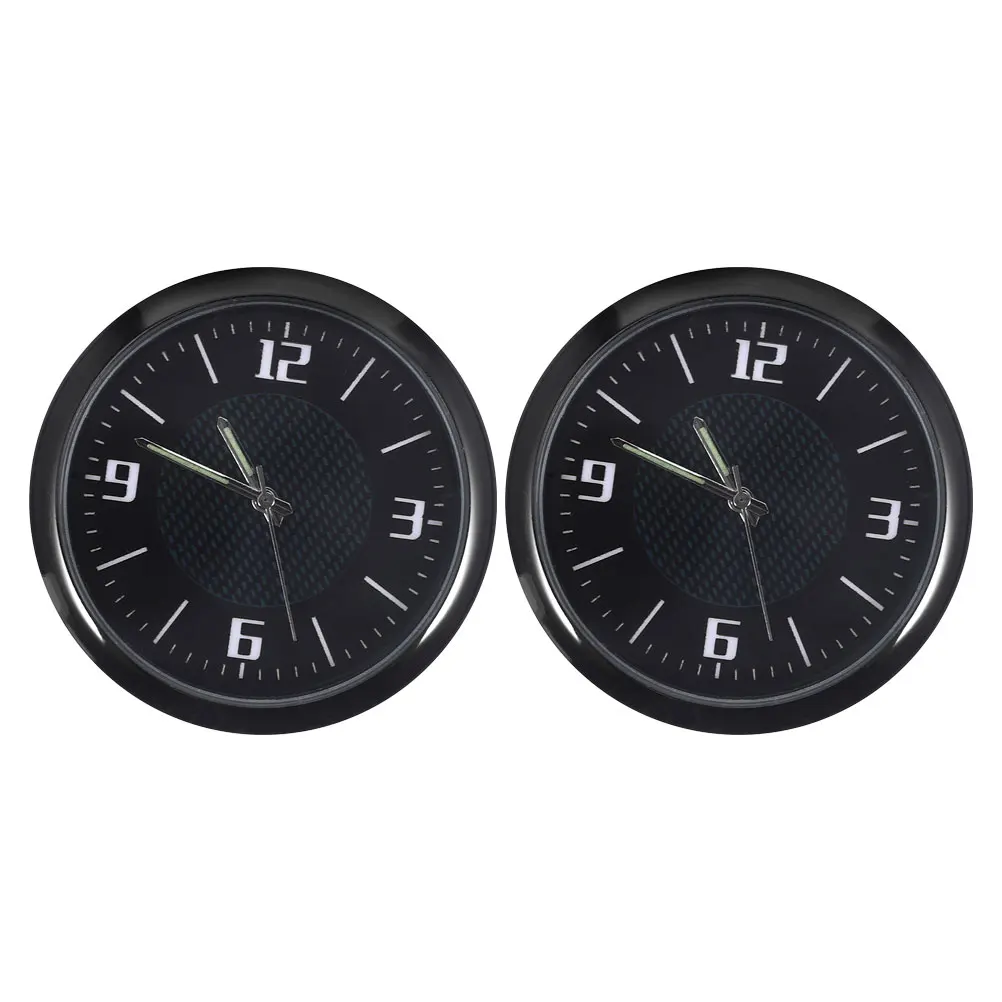 

2pcs Stick On Car Dashboard Vent Self Adhesive Automotive Clock Watch Vehicle Decoration Black Digital Small Clock