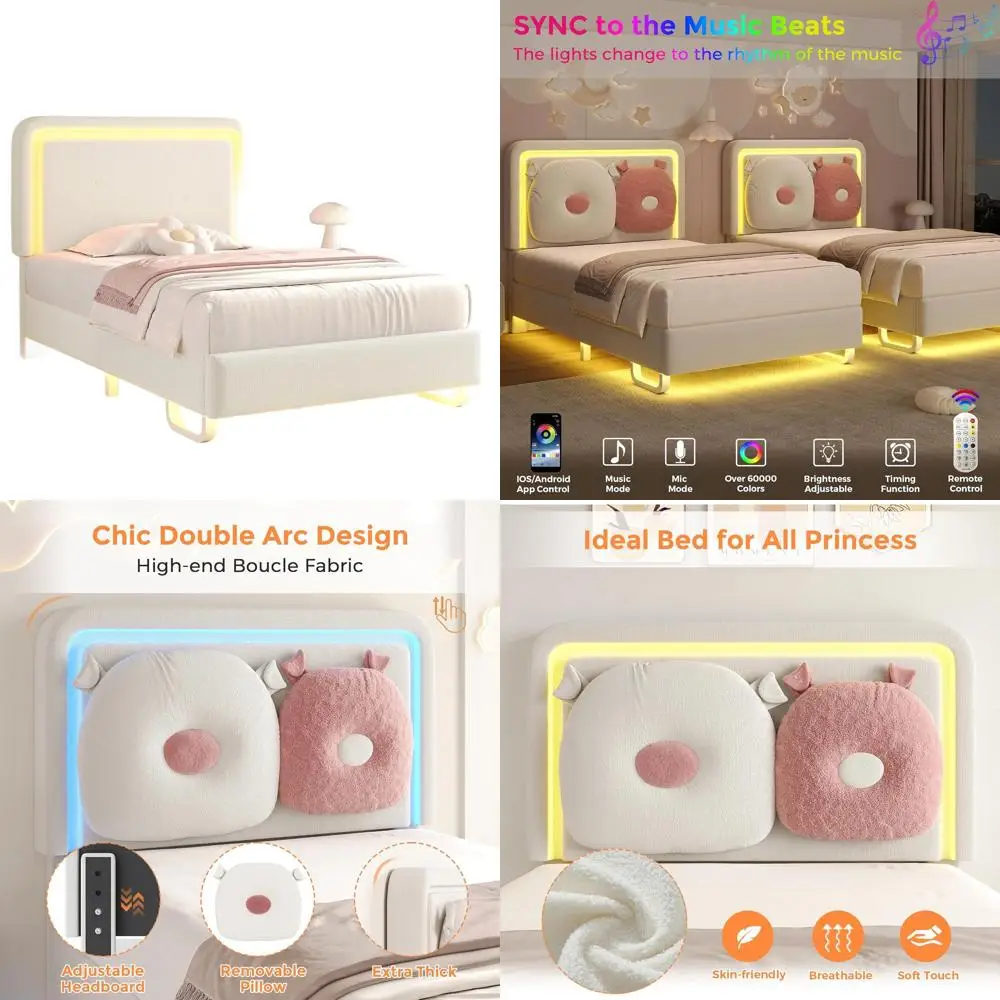 

Каркас двуспальной кровати со светодиодной подсветкой и регулируемым изголовьем, шикарная двуспальная кровать для девочек, кровать-платформа с рейками из массива дерева, нет