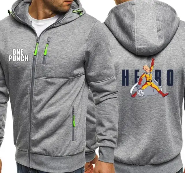 One Punch Hero 2023 Men’s New Winter Hoodies Slim Fit Hooded Sweatshirt Outwear Warm Coat Jacket Zip Up Casual Tops