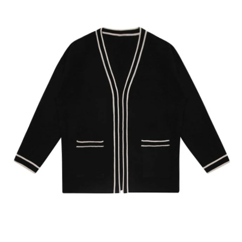 Maglione lavorato a maglia con scollo a V da uomo - Cardigan casual stile coreano dalla vestibilità ampia, capispalla di lusso leggero primavera/autunno