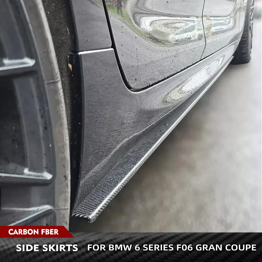 ألياف الكربون سيارة التنانير الجانبية لسيارات BMW 6 Series F06 650i M Sport Gran كوبيه 2012-2018 لوحات السيارات الجانب تمديد الشفاه طقم هيكل السيارة