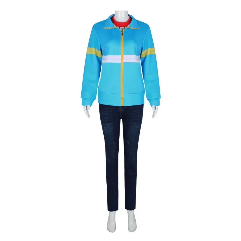 2025 New Men Women Max Mayfield Cosplay Mike Eleven Lucas Costumes Hell Fire Club Uniform Blue Sweater Jeans Plaid Shirt wat115