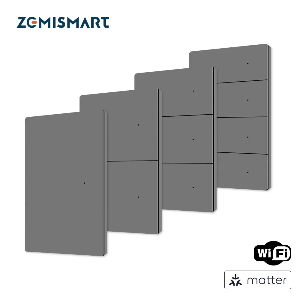 

Matter WiFi Smart Wall Light Switch 1 2 3 4 Gangs with Aluminum Alloy Panel Work with Tuya Homekit Smartthings Google Home App