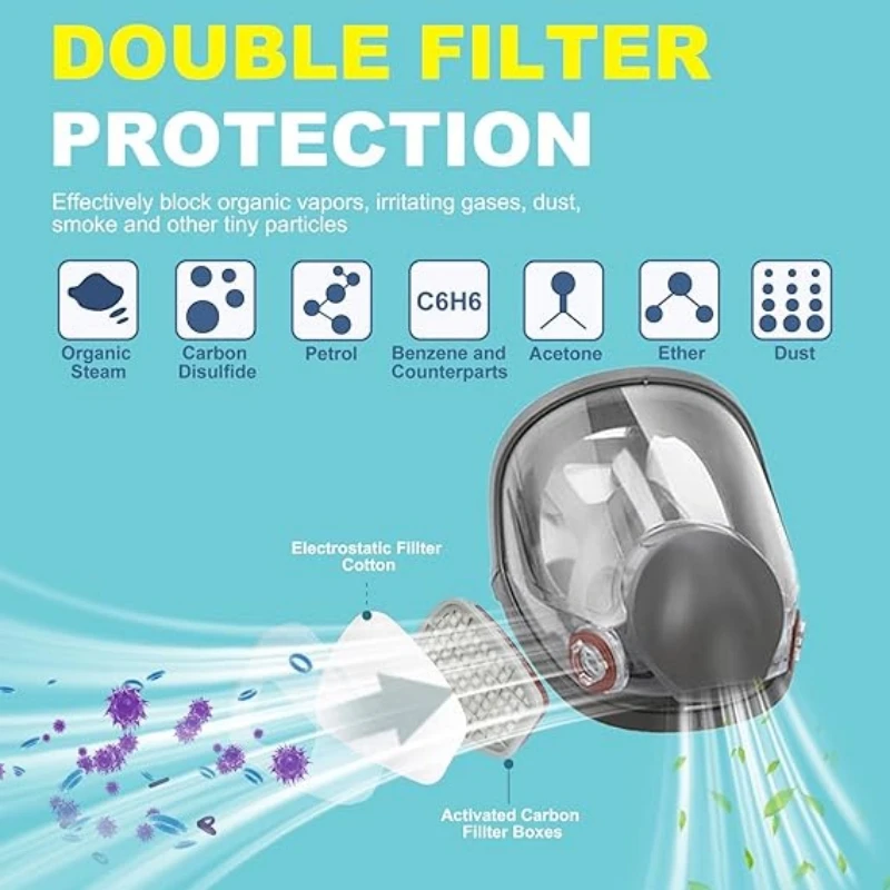 6800 منتجات كيميائية واقية صناعية - رقم التنفس. 7 مرشحات - قناع الوجه الكامل للحماية من الرش الآمن