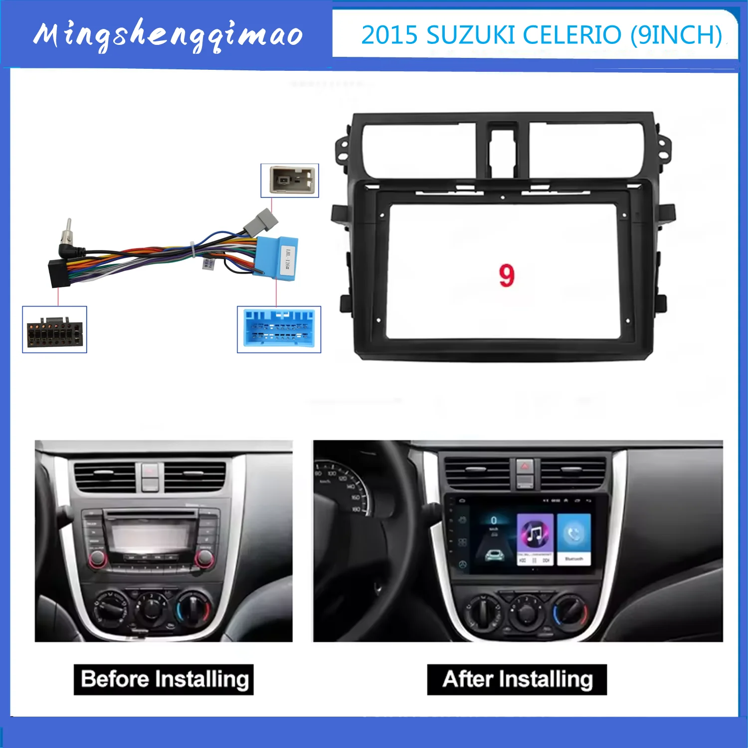 

2 Din Car Radio Installation DVD GPS Mp5 Plastic Fascia Panel Frame for Suzuki Alto Celerio CULTUS 2015-2018 Dash Mount Kit