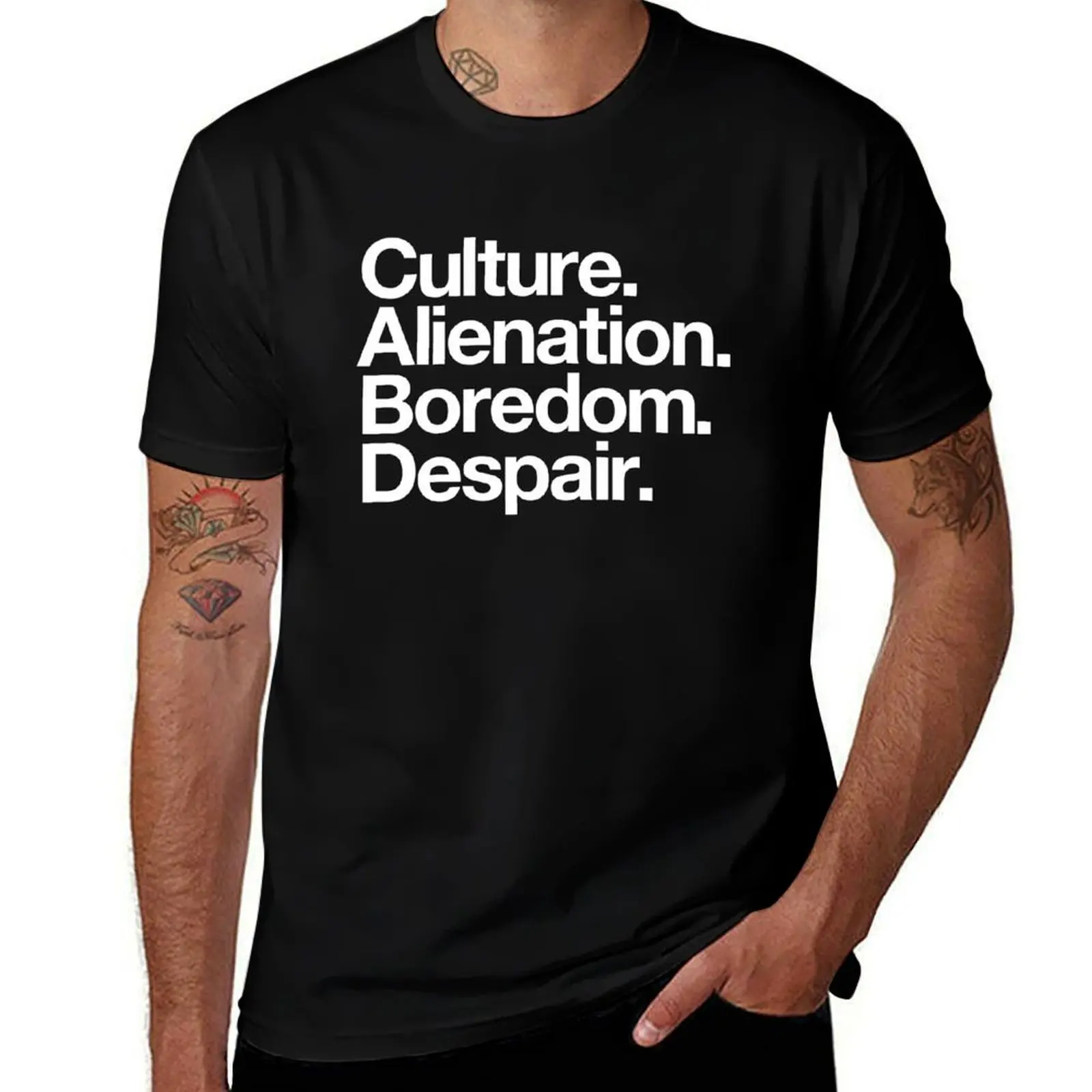 Culture. Alienation. Boredom. Despair - white T-Shirt Work Outdoor Short Sleeve Tee T-Shirt