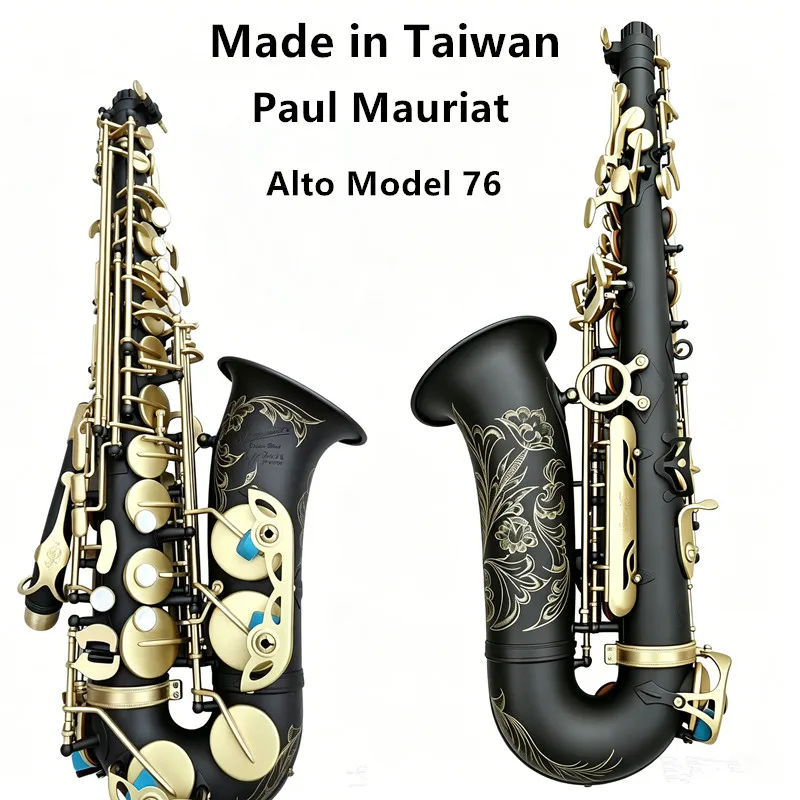 Paul Mauriat E-Flat76 Alto SAX Eb Alto Saxophone Instrument Matte Black with Accessories