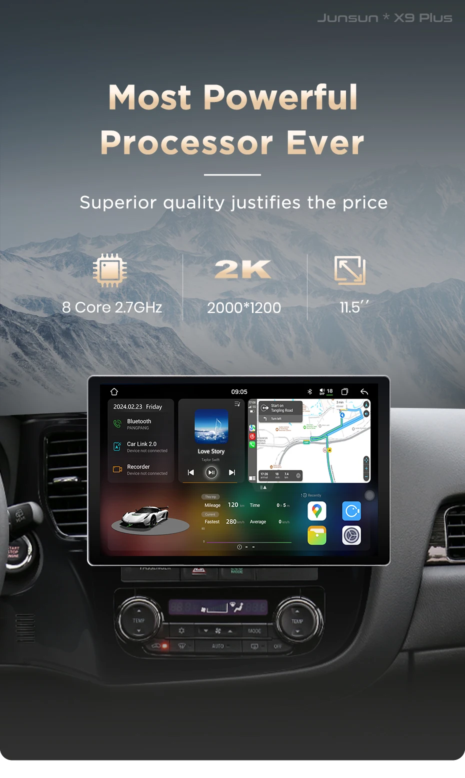 Junsun 7870 2K Wireless CarPlay Android Auto Intelligente Fahrzeugsysteme für Mitsubishi Outlander 3 GF0W 2012-2018 RDS FM Multimedia – Detail 4