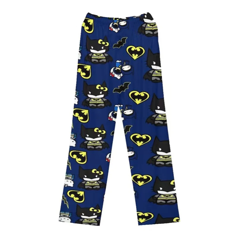 Novo dos desenhos animados hello kitty homem-aranha batman fino solto impresso pijamas calças para homens e mulheres dos desenhos animados casa casual wear