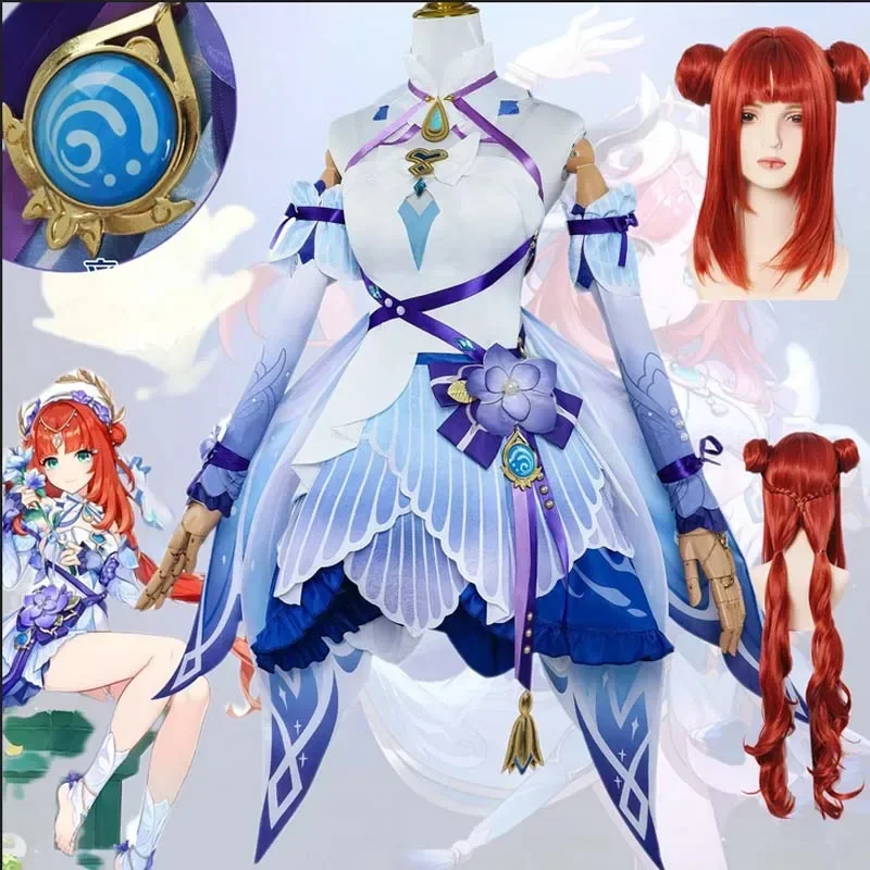 SN66 Genshin Impact Nilou Cosplay Kostüm Breeze von Sabaa Nilou Cosplay Kostüm Perücke Halloween Karneval Party Kleid für Frauen W &