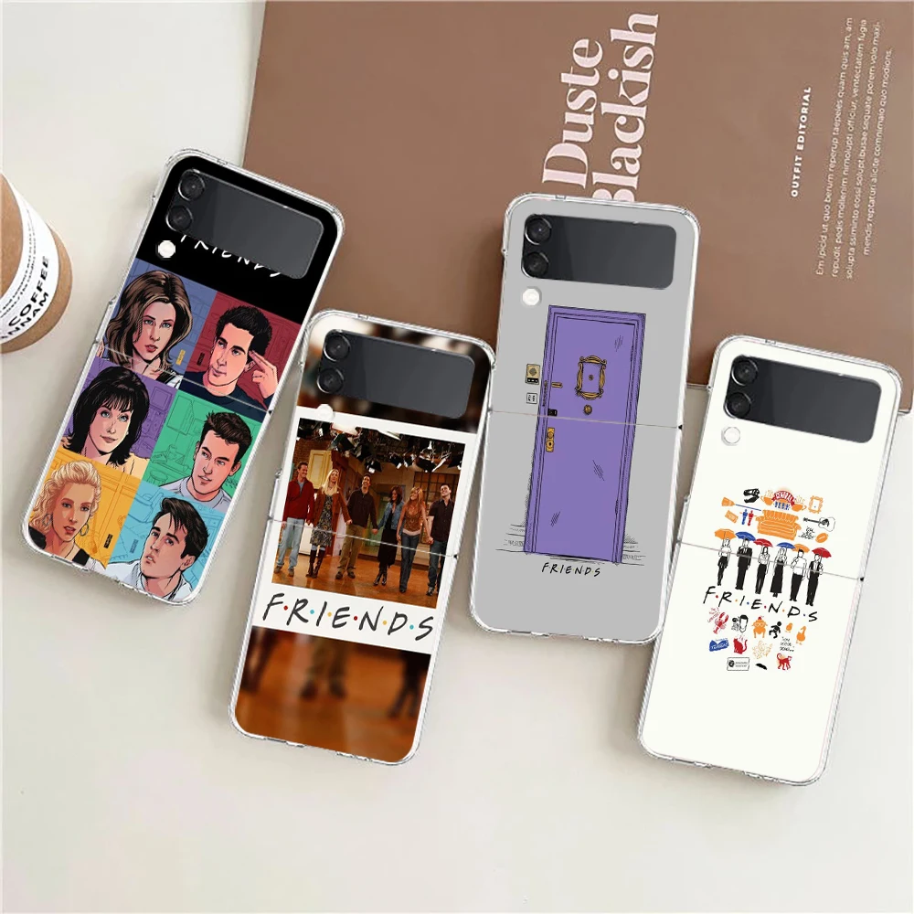 Phone Cover For Samsung Galaxy Z Flip 7 6 5 4 Case Transparent For Samsung Z Flip 3 Hard PC Foldable Shell Friends Fundas Capas