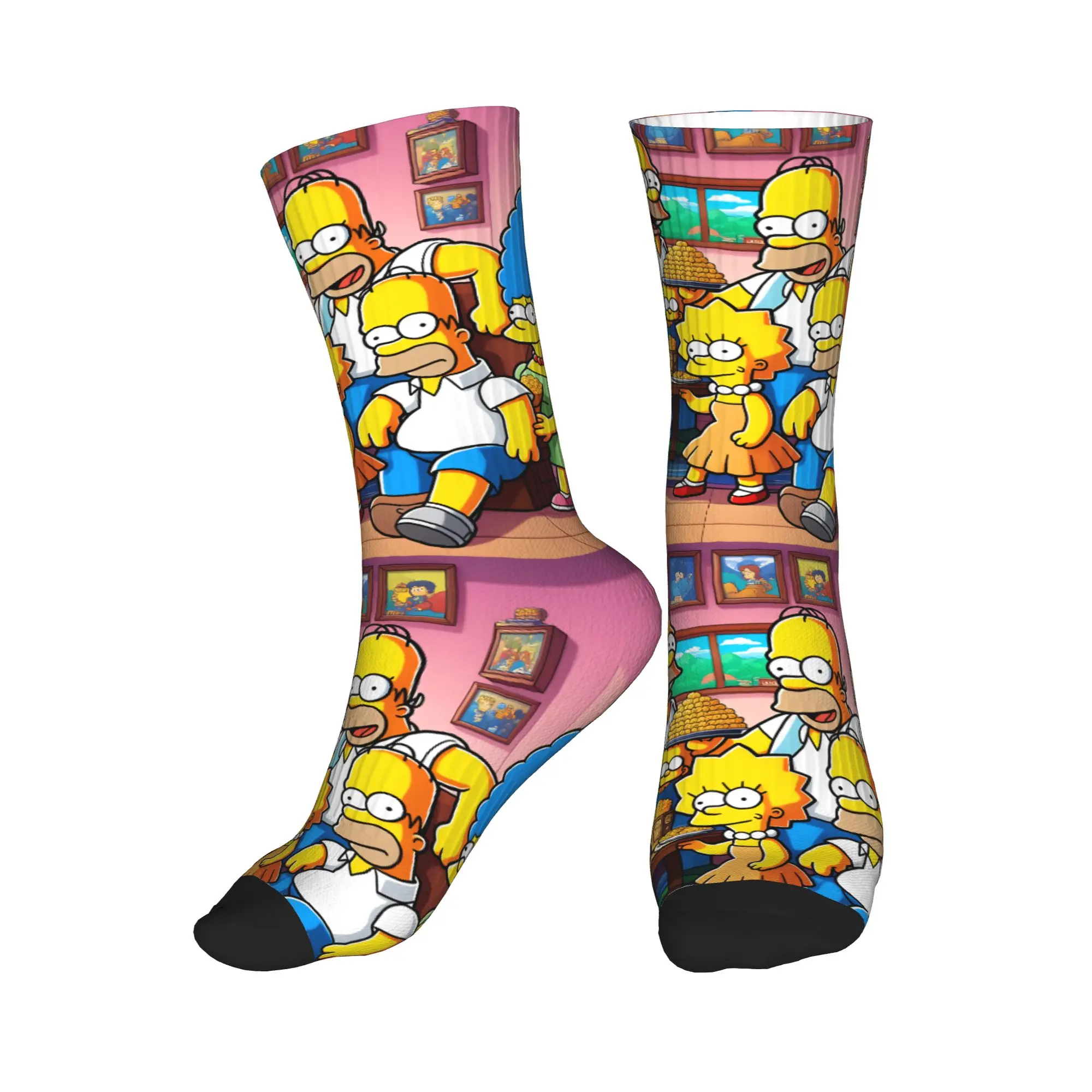 

Funny S-Simpsons Family Feast Food Party Stockings Graphic Gothic Socks Spring Non Slip Socks Men Outdoor Sports Quality Socks