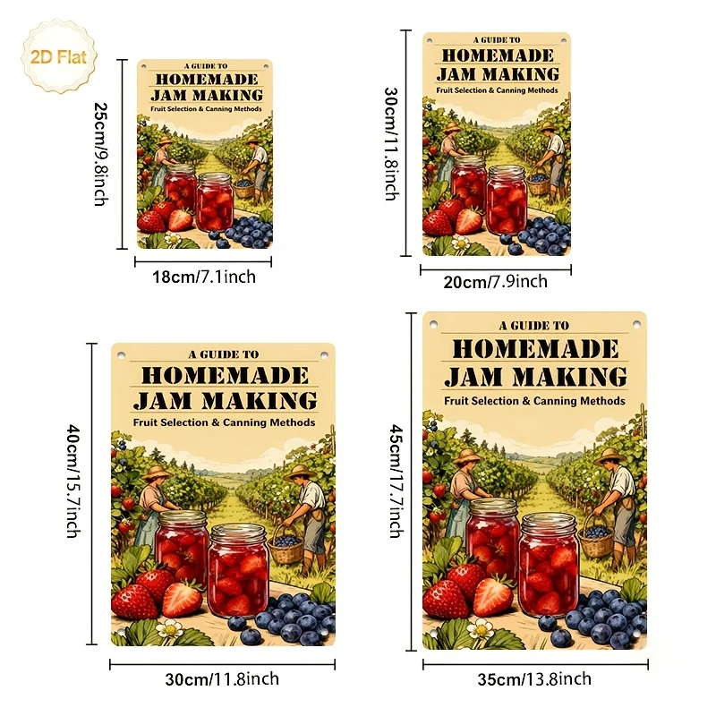 2D Flat, 1pc Vintage Homemade Jam Making Guide Chart - Canning Methods & Fruit Selection - Rustic Kitchen Decor Aluminum Sign
