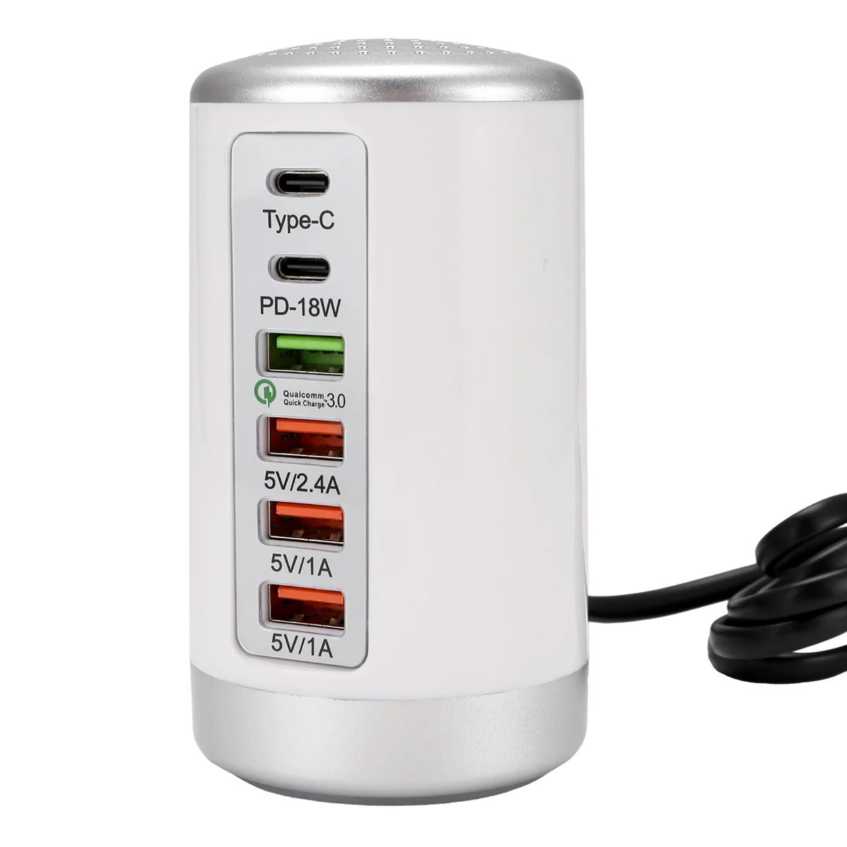 65W USB Multi Port Charger Hub QC3.0 Fast Charger 6 Port Type C PD Charger Mobile Phone Charging Dock Station A EU Plug